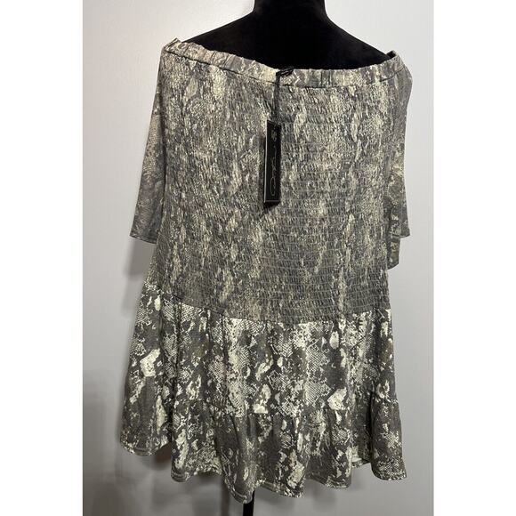 DG2 Diane Gilman Off-the-Shoulder Tunic Top Snakeskin Print Plus Size 1X NEW - Picture 2 of 6